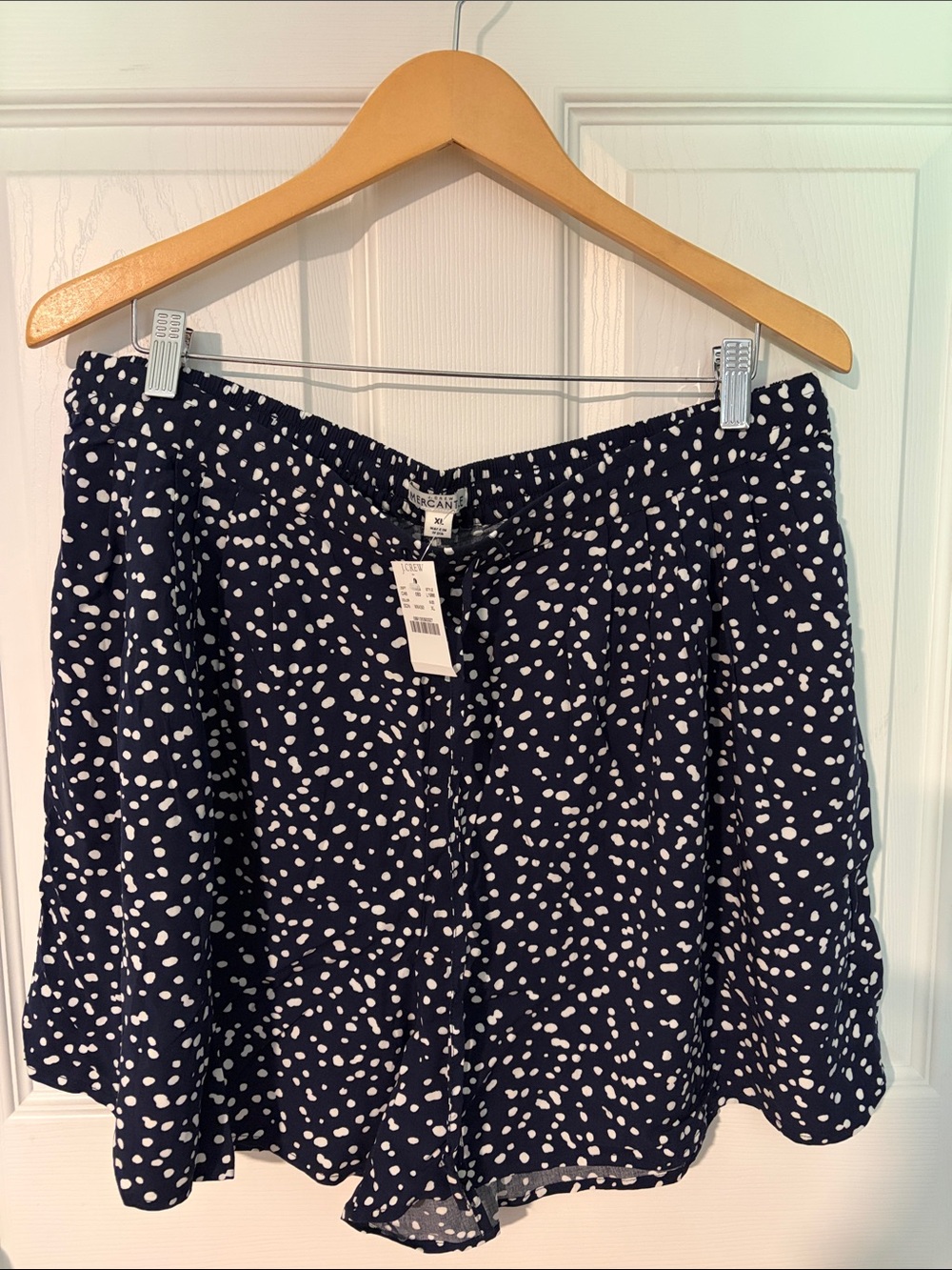 J. Crew Navy and White Polka Dot Skater Shorts